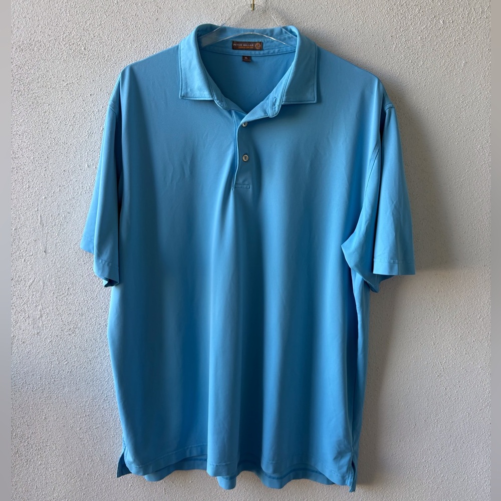 Peter Millar Summer Comfort XL Polo Shirt Blue Short Sleeves Golf Casual Vacay